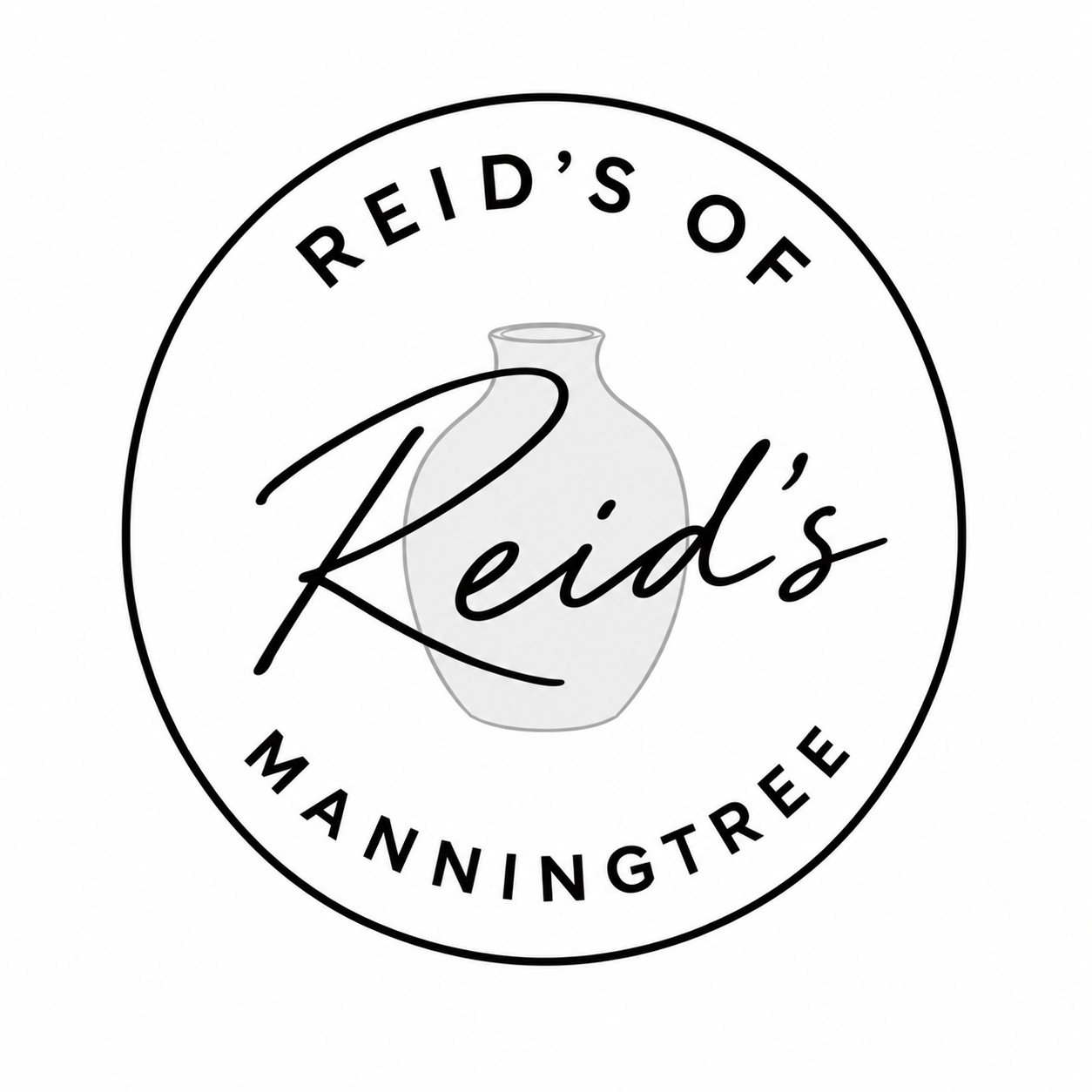 Reid's of Manningtree, with a pale vase behind the lettering
